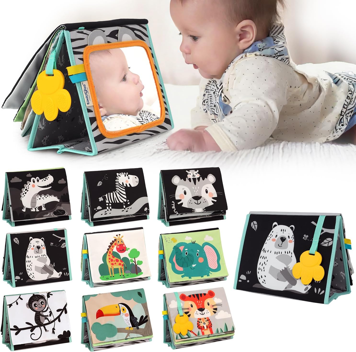 Baby Cloth Book with Mirror & Teether (Tiger)