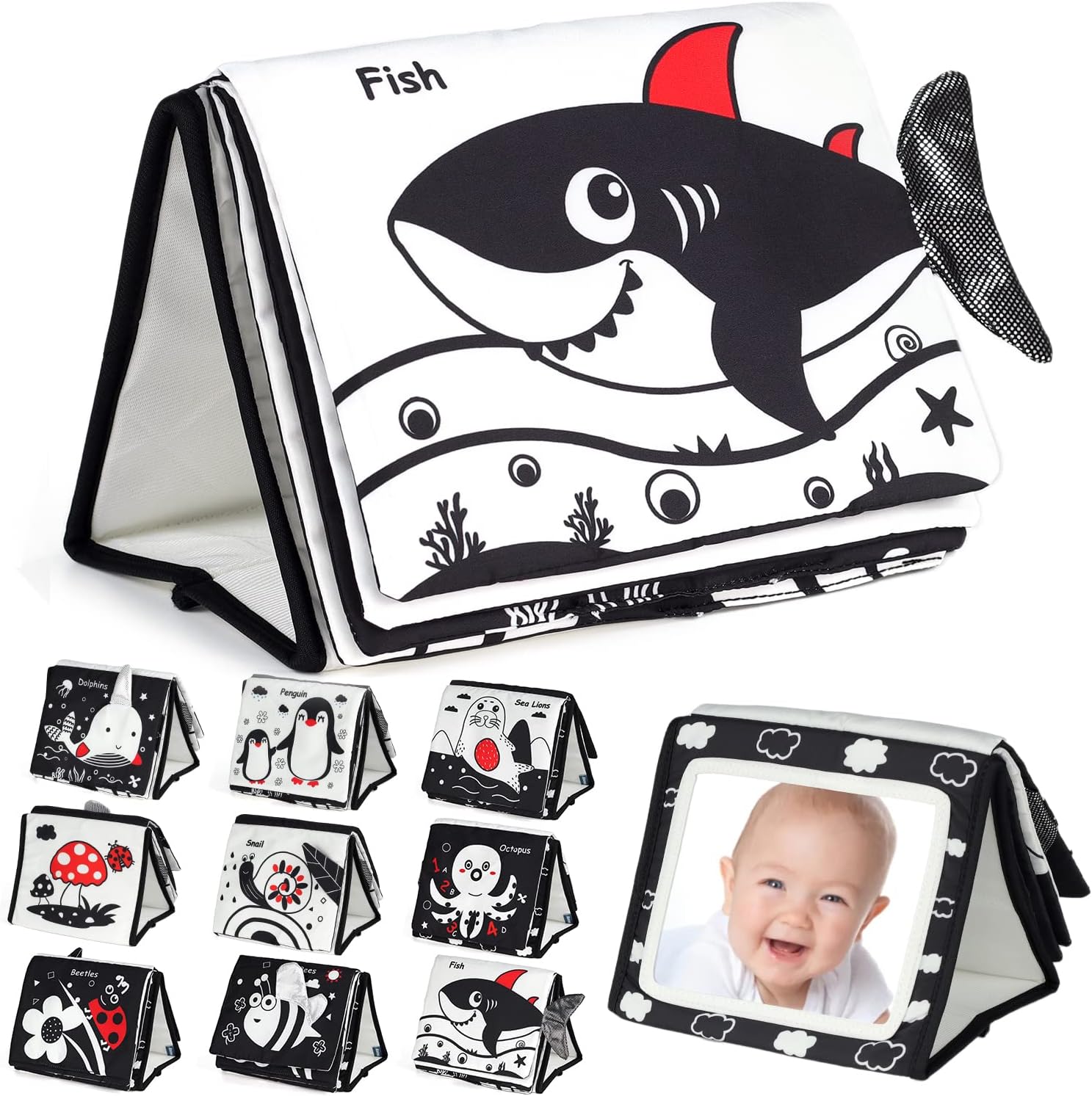 Baby Cloth Book with Mirror (Shark)